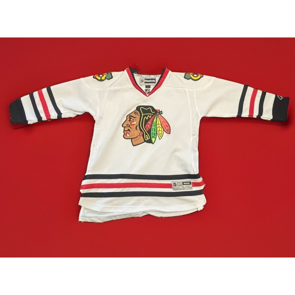 Reebok Chicago Blackhawks Youth L/XL White Premier NHL Hockey Jersey Blank